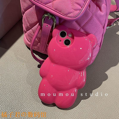 【橘子君の數碼館】Moumou studio 粉紅色娃娃熊適用於 Apple 11iphone12 手機殼 13promax 防摔