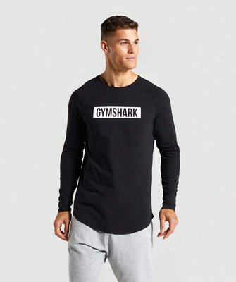 Gymshark英國運動健身長袖T恤男弧形下擺Block系列顯肌肉透氣彈力