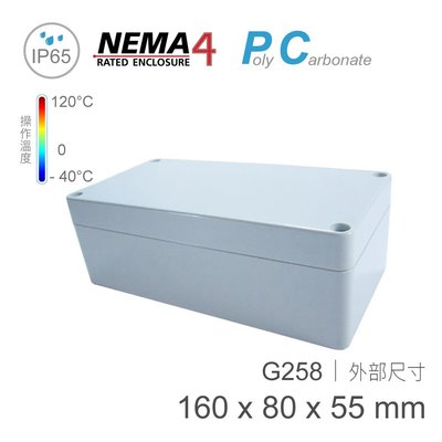 【堃邑Oget】Gainta G258 160 x 80 x 55mm 萬用型 IP65 防塵防水 PC 塑膠盒