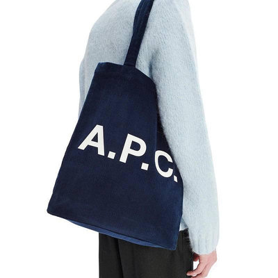 Apc logo印花燈芯絨手提袋 單肩包 購物袋