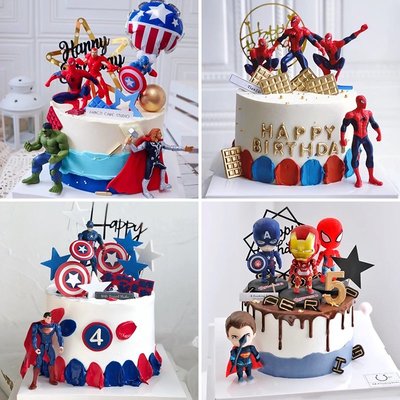 新勢力周！超級英雄蛋糕裝飾蜘蛛人超人玩具擺件兒童生日插件甜品裝扮-慧友芊家居