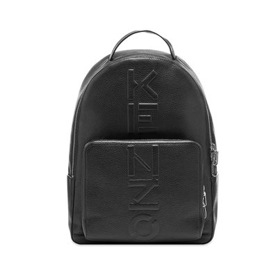 [全新真品代購-F/W20 SALE!] KENZO 黑色皮革 LOGO壓印 後背包