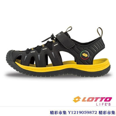 義大利男 便利束扣調整鞋帶 夜間反光 耐磨防滑 運動護趾涼鞋（88）黑黃LT3AMS8310-精彩市集