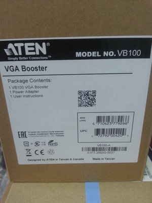 ATEN VGA 訊號放大器 訊號延長器 VB100 延伸 訊號傳輸 距離最遠 70公尺 訊號延長器 寬螢幕 現貨