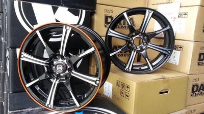 【員林小茵輪胎舘】DATA SX8 16吋 4X100 / 114.3 7J ET40 黑車面紅邊 (配胎套餐大折扣)