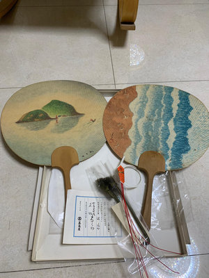高島屋名物 大型團扇 日本產藝術品 裝飾品紙扇 扇子 實木手