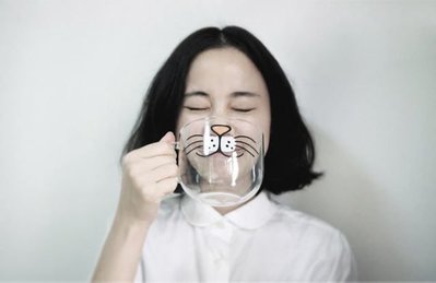 【 輕工業家具 】YiZi創意圆形玻璃杯(4款)-zakka雜貨設計情侶水杯子組咖啡馬克貓咪豬鼻兔子暴牙鬍子