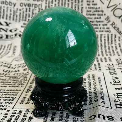 C812天然螢石水晶球綠螢石球晶體通透螢石原石打磨綠色水晶球 水晶 擺件 原石【天下奇物】2478