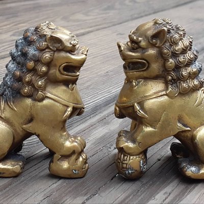 最適な材料 古銅 獅子置物 無傷 時代保証 - 金属工芸