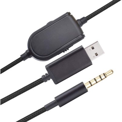 耳機音頻線 3.5 毫米轉 USB 替換虛擬環繞聲 7.1 線,帶內聯靜音音量控制,適用於 Astro A10 A40