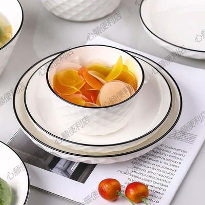 下殺-家用新款610人碗碟餐具套裝創意個性陶瓷飯碗盤子魚盤湯面碗組合