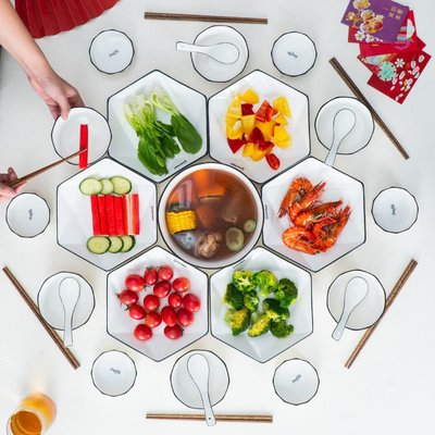 陶瓷碗碟盤套裝網紅簡約碗筷一套餐具組合家用團圓菜盤*特價