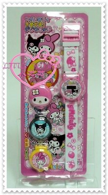 小花花日本精品♥ Hello Kitty   美樂蒂 酷洛米卡通錶手錶 電子錶 可換錶蓋粉大臉99912604