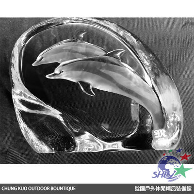 【清倉特價】詮國 - 瑞典Mats Jonasson全鉛水晶玻璃手工雕刻水晶 / 海豚戲水 / XB010