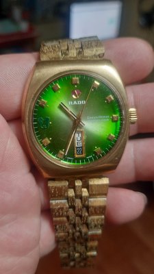 瑞士製 RADO 雷達錶 機械錶 自動上鍊 綠表面 ETA機心 日星期顯示 原價4萬多