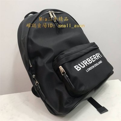 【二手正品】Burberry 博柏利  黑色徽標印花ECONYL 雙肩包 80210841 背包 尼龍後背包 書包