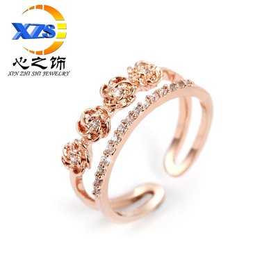 【超優質】活口玫瑰花玫瑰金指環食指戒指飾品韓版/韓國風