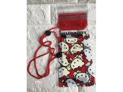 鑫本舖Hello Kitty 凱蒂貓 手機防水袋 6吋以下手機可用 潛水袋 游泳手機袋 滿版紅色