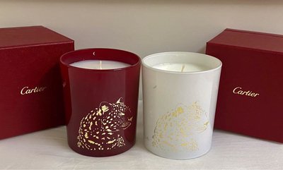 (全新2件)Cartier 金豹 香氛蠟燭(紅色+白色)~送提袋 卡地亞 專櫃 精品 蠟燭 (另LV GUCCI 紅包袋