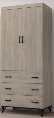 森寶藝品傢俱f-22品味生活臥室系列112-4 蘇菲亞灰橡色3尺衣櫥 (S37)~特價