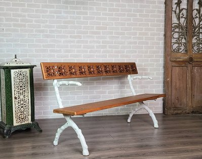 【卡卡頌  歐洲古董】19世紀 英國古董 維多利亞 樹幹 鐵椅 雕刻 庭院椅 板凳  獨一 ch0519 ✬
