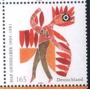 2009年德國畫家HAP Grieshaber百年紀念郵票