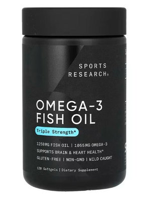 🐠Sports Research Omega-3 深海魚油 3倍魚油 120粒膠囊🐟 健身補給 野生阿拉斯加 鱈魚油 Fish Oil