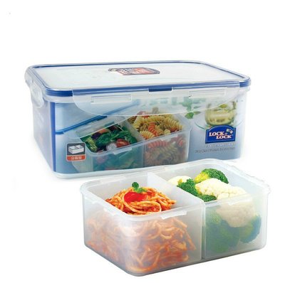 樂扣樂扣分隔塑料保鮮盒冰箱長方形儲物盒2.3L微波密封盒 HPL825B正品促銷