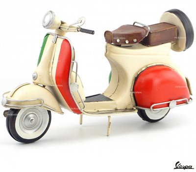 尼克卡樂斯~Vespa義大利復古摩托車模型 模型車 偉士牌模型 復古擺件裝飾 展示收藏模型車 商空擺飾品