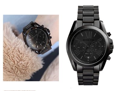 MICHAEL KORS Bradshaw 黑色錶盤 不鏽鋼材質 鋼錶帶 羅馬數字 三眼計時 石英手錶 MK5550腕錶
