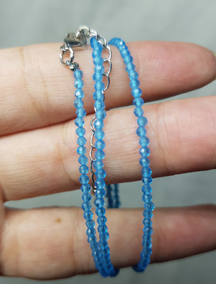 【卡比堤藝品】藍色 尖晶石 鑽切 項鍊 -30元起標 #057