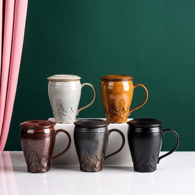 茶具陶瓷过滤茶水分离杯泡茶杯家用办公马克杯带盖茶杯杯子陶瓷杯