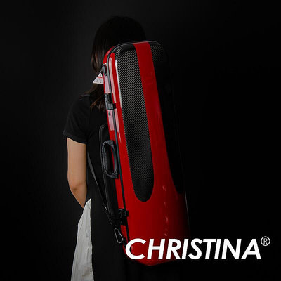 極致優品 【新品推薦】克莉絲蒂娜進口超輕抗壓耐磨紅色碳纖維航空托運雙密碼鎖小提琴盒 YP728