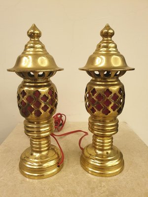 銅製神明燈/一對/高25cm