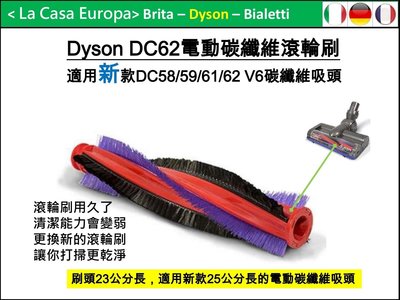 [My Dyson] DC62刷頭刷毛22.5公分。適用新款V6 DC61電動碳纖維25公分長吸頭。原廠盒裝。