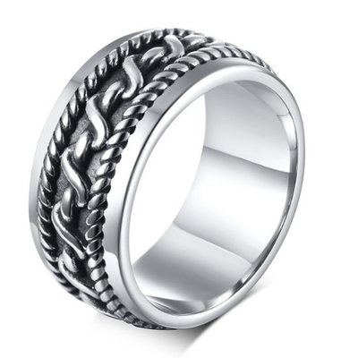 《 QBOX 》FASHION 飾品【RRC-512】精緻個性歐美運氣結繩鑄造鈦鋼戒指/戒環