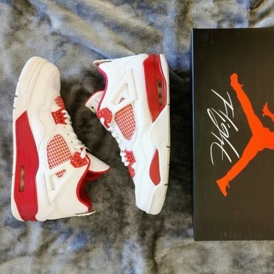 【正品】Air Jordan 4 Retro 男 女 AJ4 喬4 白紅 情侶 籃球耐吉 308497潮鞋