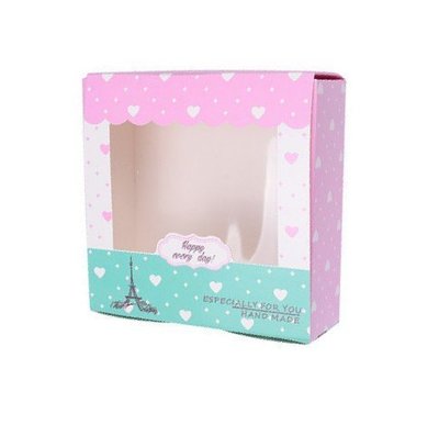 (甜心手作坊)粉色鐵塔蛋糕盒 西點盒 餅乾盒 月餅盒 蛋塔盒1個