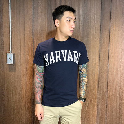 美國百分百【全新真品】Champion 冠軍 棉質 短袖T恤 T-shirt 短T 哈佛聯名款 logo 深藍 AC67