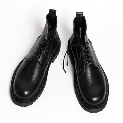 100％原廠 意大利手工皮鞋品牌經典款短靴寬版老爹風格皮靴 馬丁靴