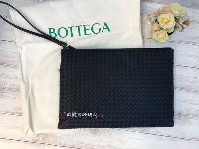 《真愛名牌精品》Bottega Veneta (BV) 442242 深藍編織  把手 手拿包 *全新*代購