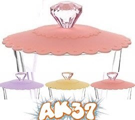 《AK37》透明大鑽石造型把手矽膠防塵杯蓋矽膠杯蓋馬克杯蓋防漏杯蓋婚禮小物交換禮物-櫻花粉