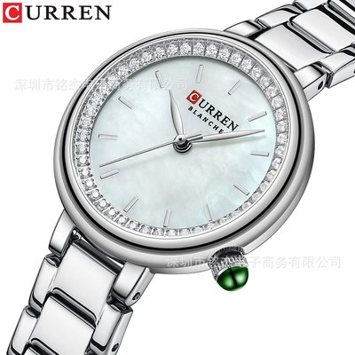男士手錶 CURREN卡瑞恩9089小錶盤女士手錶防水鋼帶簡約女士商務石英錶女錶