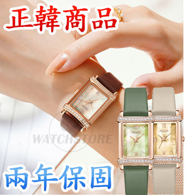 C&F 【JULIUS】韓國品牌 獨特方形晶鑽錶殼真皮腕錶手錶 女錶 JA-1366