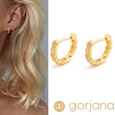 GORJANA台北ShopSmart直營店 Madison Shimmer 迷你小圓耳環 C型鑲鑽耳環 金色