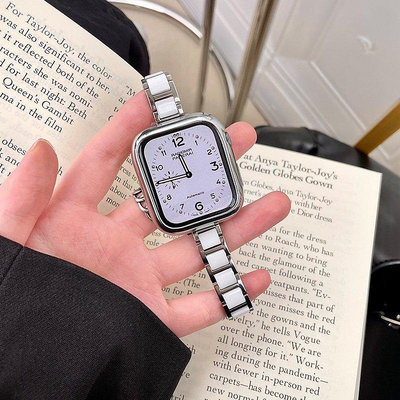 全館免運 陶瓷錶帶 女士錶帶 於 Apple Watch8 7 6 5 SE 不鏽鋼錶帶 45mm 44mm 41mm 錶帶 可開發票
