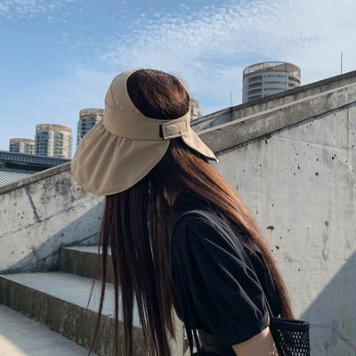 帽子韓國UV防曬太陽帽子女夏黑膠大帽檐防紫外線空頂遮陽帽遮臉漁夫帽