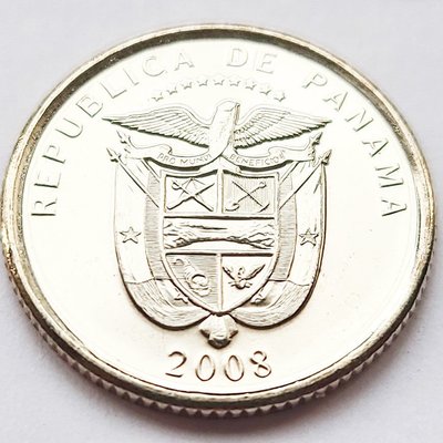 【古幣收藏】武士 2008年巴拿馬1/10巴波亞銅鎳包銅人物硬幣 17.9毫米2.28克