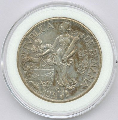 1931年巴拿馬銀幣Balboa原包漿   漂亮少   極美品