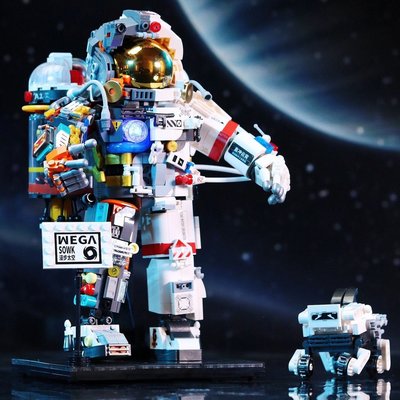 哲高兼容樂高小顆粒積木航天宇航員兒童拼裝玩具創意擺件批發